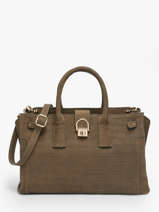 Sac Port� Main M Equestre Croco Cuir Etrier Beige equestre croco EEQC142M